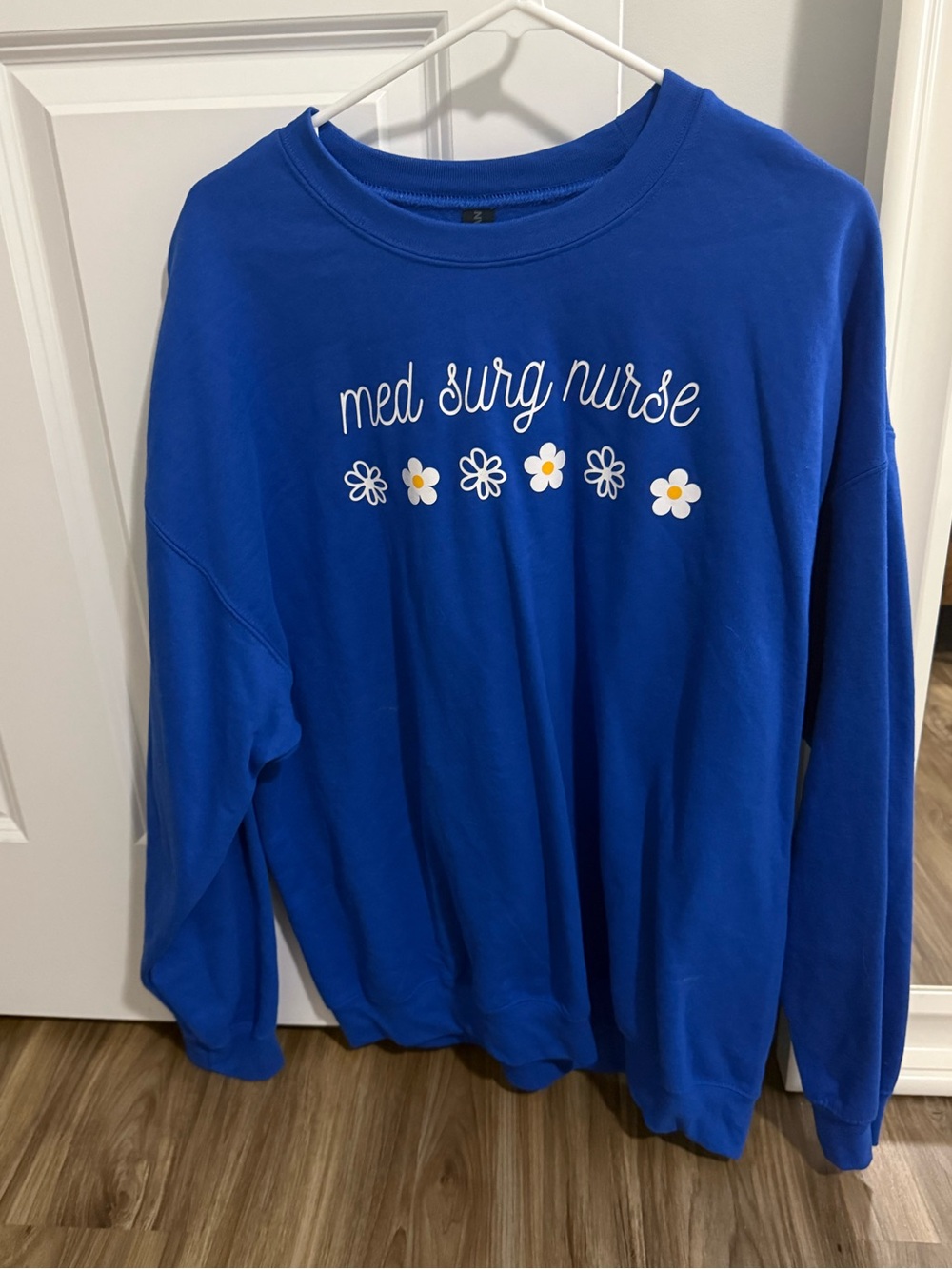 Gildan Royal Blue "Med Surg Nurse" Crewneck Sweatshirt with Daisy Graphic